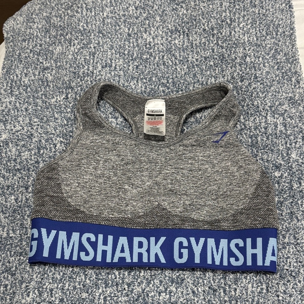 Gymshark Women's Heather Gray Sports Bra with Blue Band